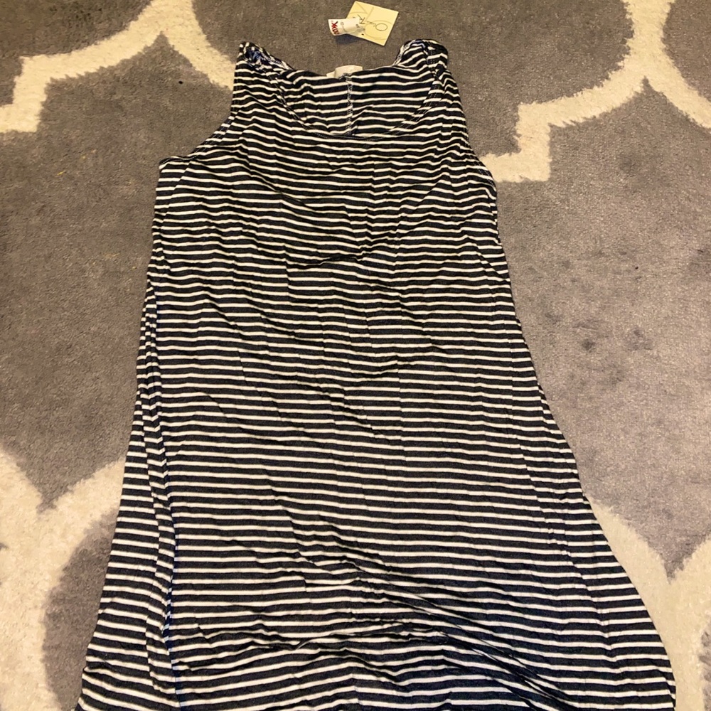 Black and White Striped Tank-top Dress